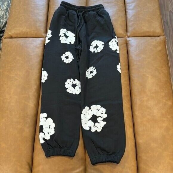 DENIM TEARS Other - Denim Tears Black Sweatpants Cuffed The Cotton Wreath Mens Size Large